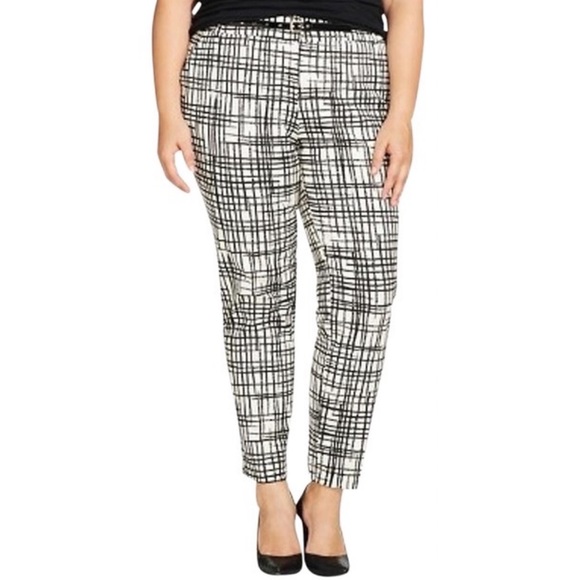 EUC Ava & Viv Artistic Brushstroke Check Ponte Knit Comfortable Work Pants 20W - Picture 1 of 12